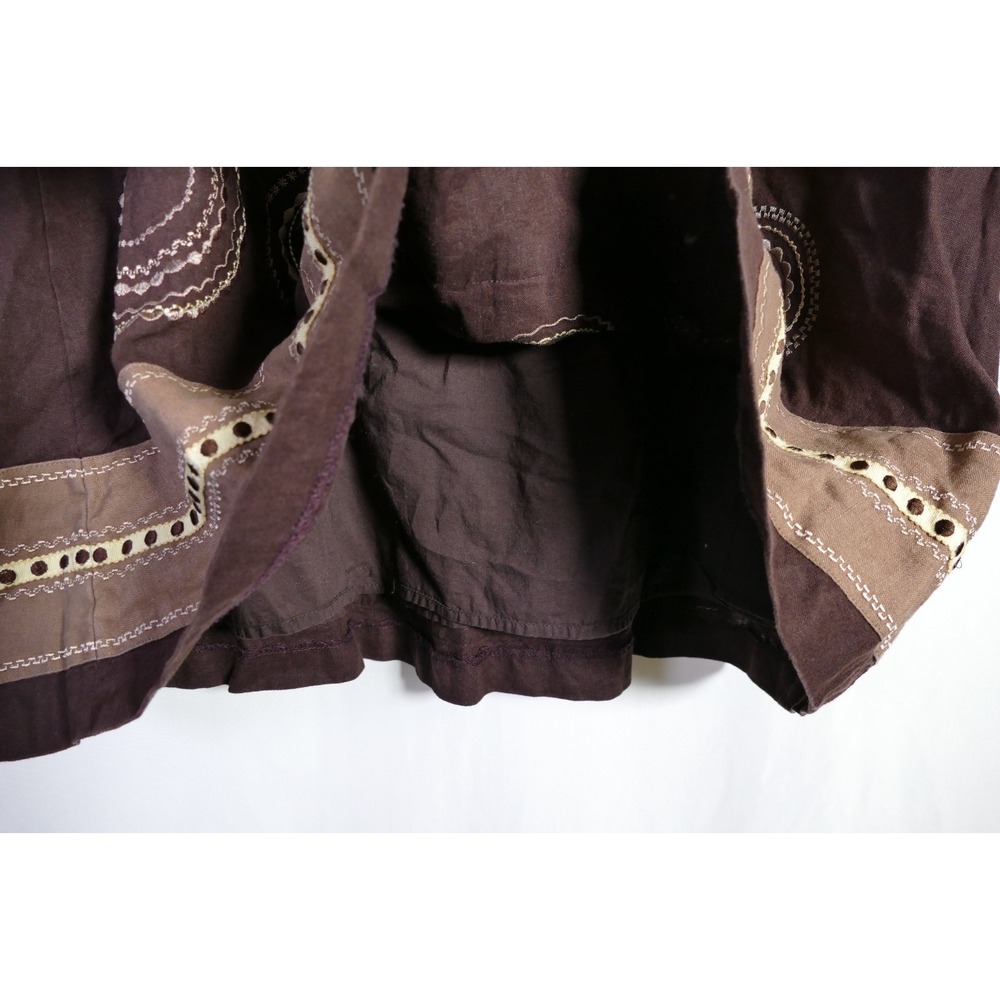 Talbots Boho Western Embroidered Linen Skirt Size 16 Rodeo Cowgirl Equestrian - Picture 3 of 9